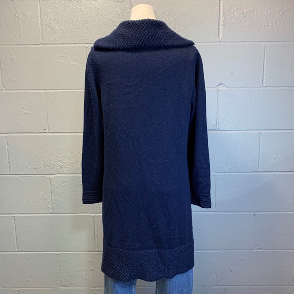 Lo. Ri. Navy Blue Knit Wool Blend Cardigan Sweater Button Front Women's Medium - Picture 4 of 10